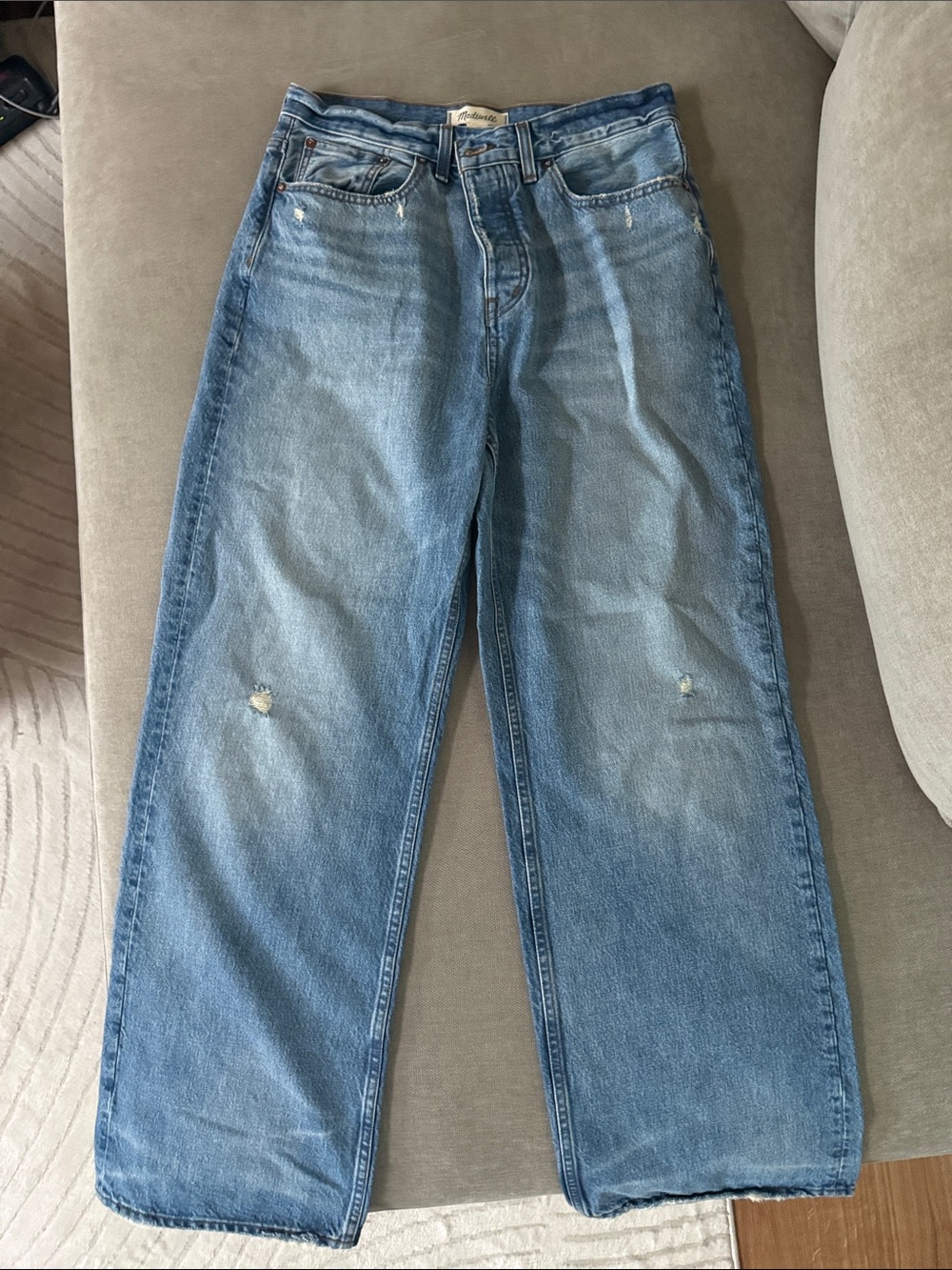 Women’s Light madewell Distressed Wide-Leg Jeans